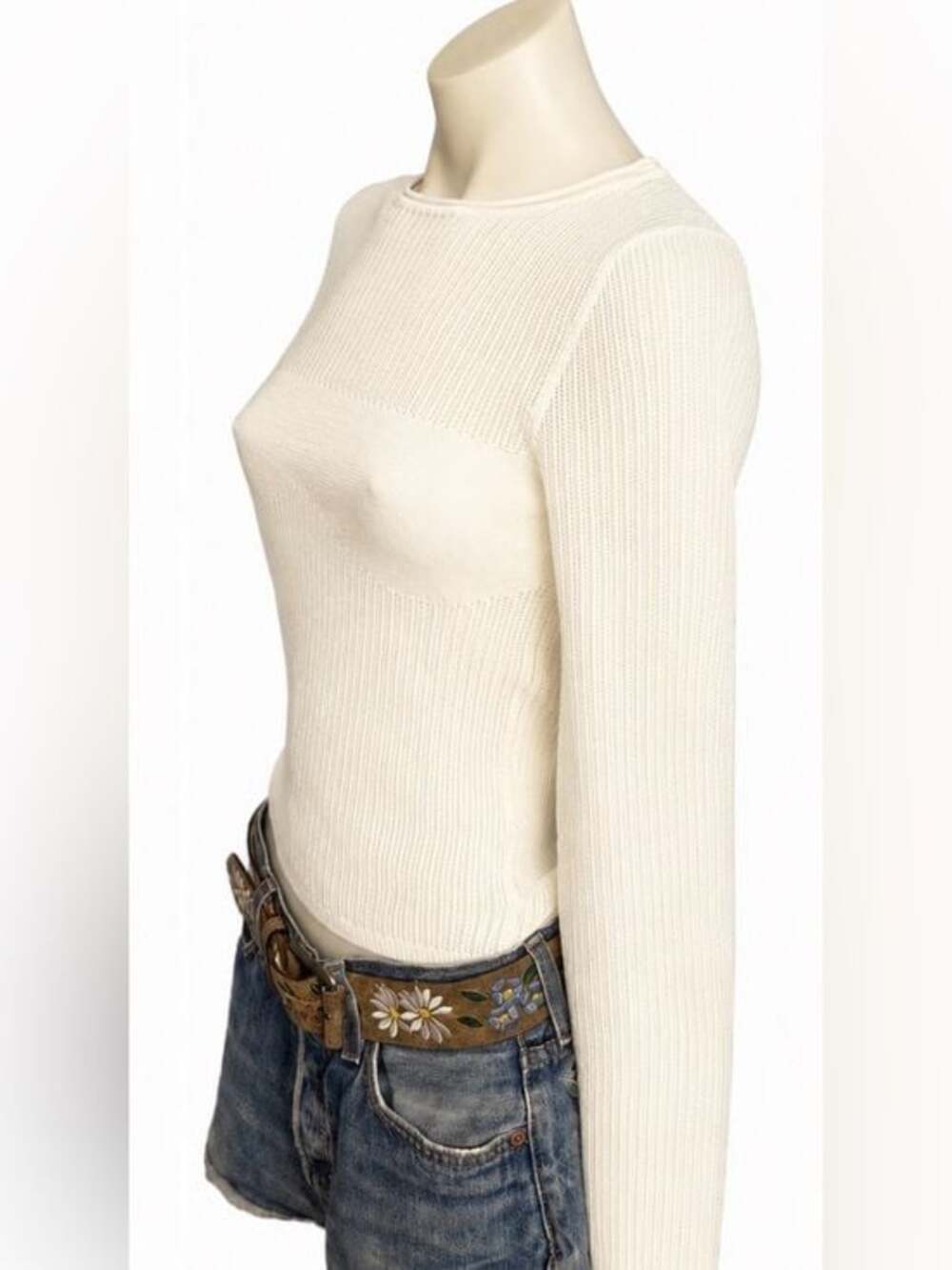Revolve H:ours  Aya Glow In The Dark Mesh Top In White Glow Size Medium NEW - Picture 4 of 4